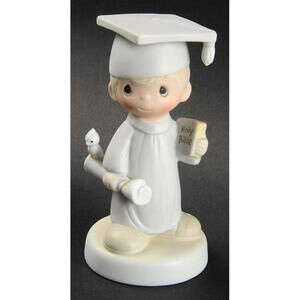 Precious Moments Graduation Boy Figurine 1982 | Diploma Cap Gown Bible Gift HTF